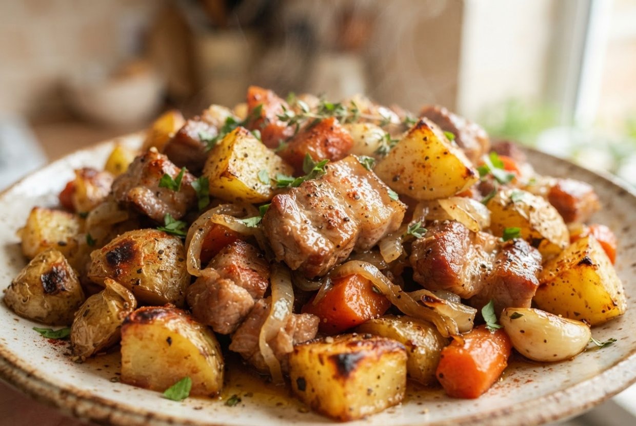 Запеченная картошка с мясом в аэрогриле