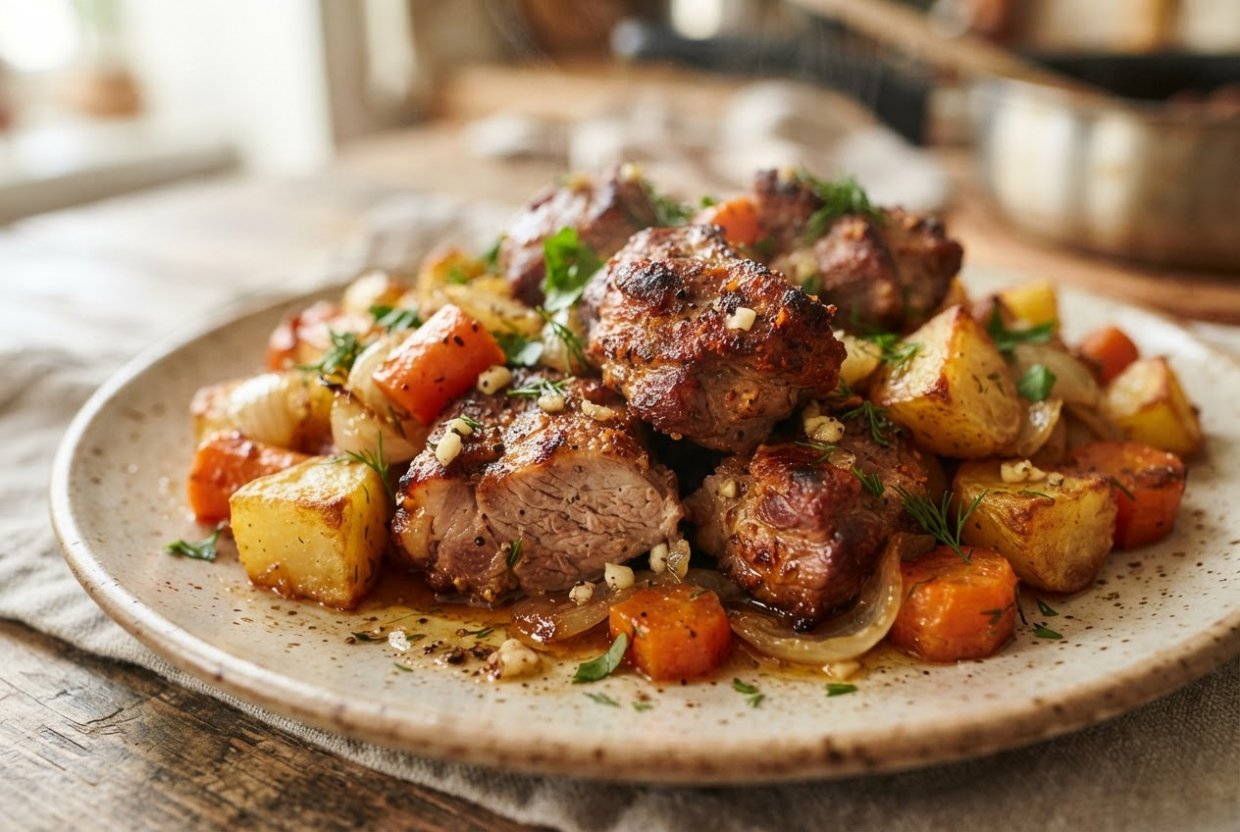 Картошка с мясом в аэрогриле