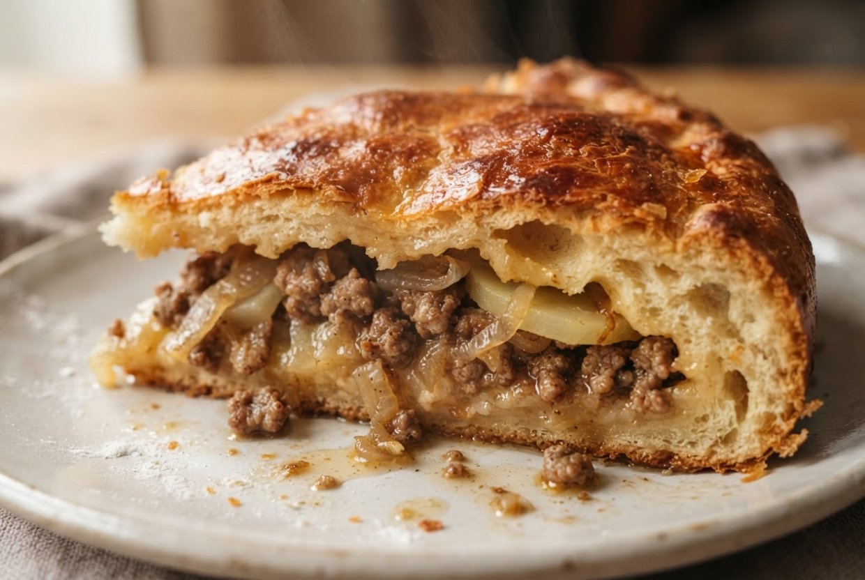 Пирог с мясом и картошкой в аэрогриле