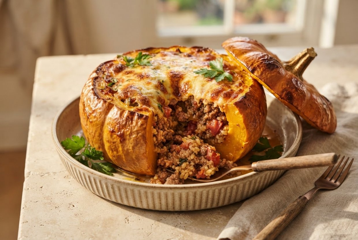 Фаршированная тыква с мясом в духовке