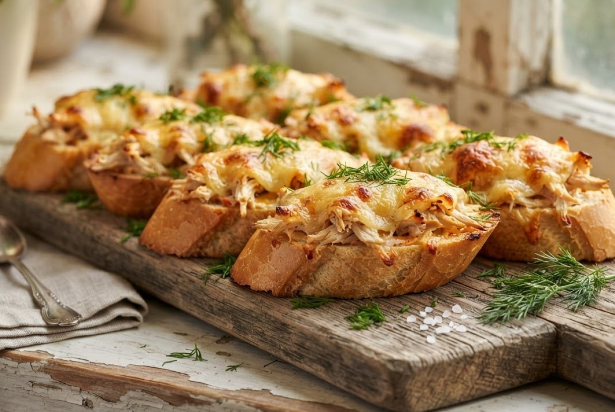 Горячие бутерброды с курицей и сыром в духовке