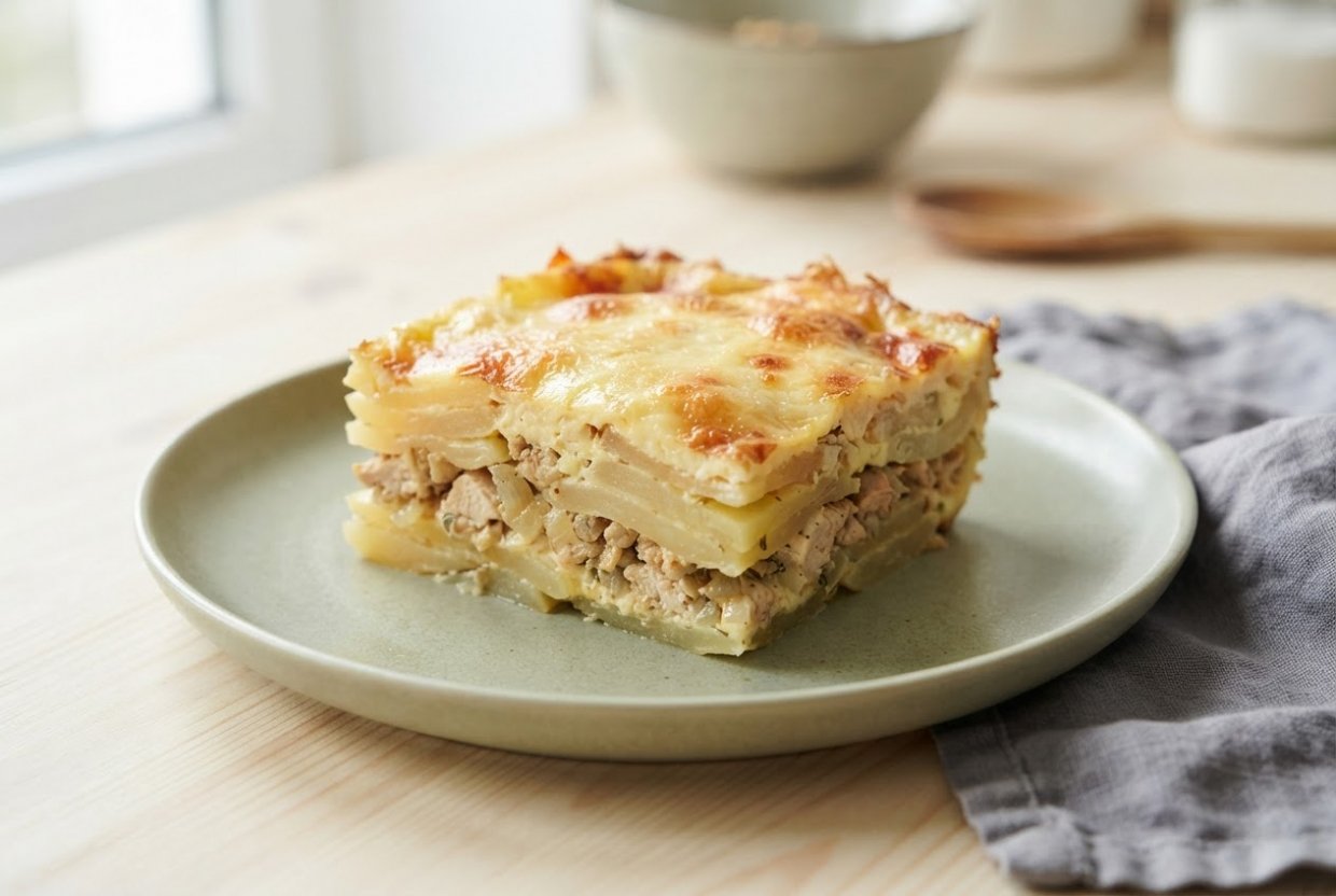 Картофельная запеканка с куриным фаршем в аэрогриле