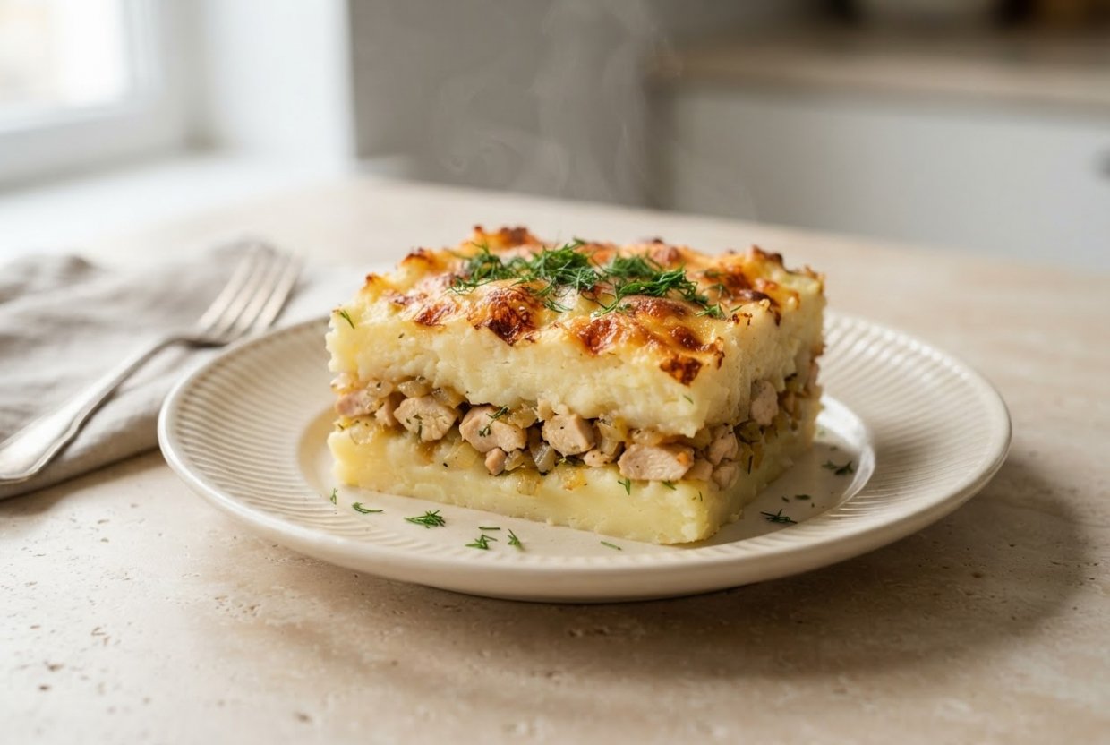 Картофельная запеканка с курицей в аэрогриле