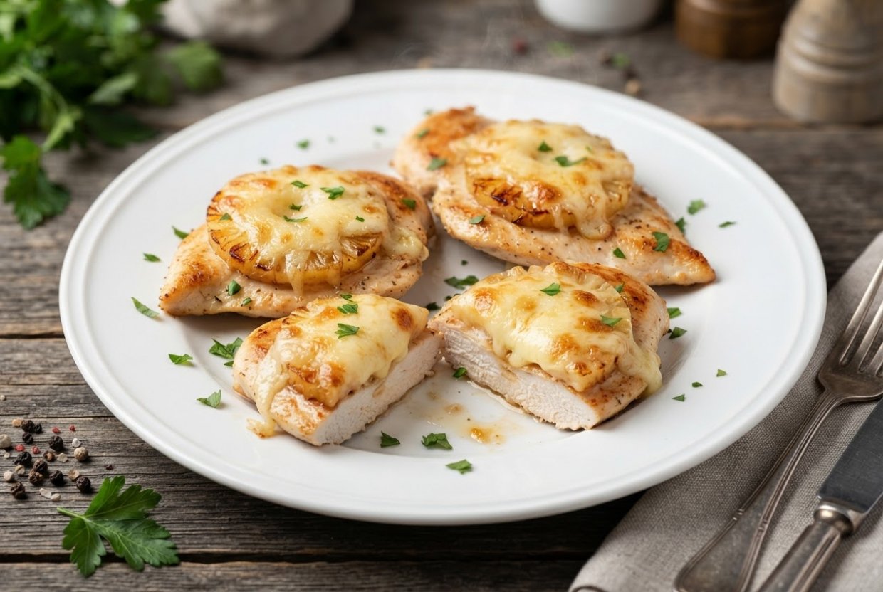 Куриная грудка с ананасом и сыром в аэрогриле
