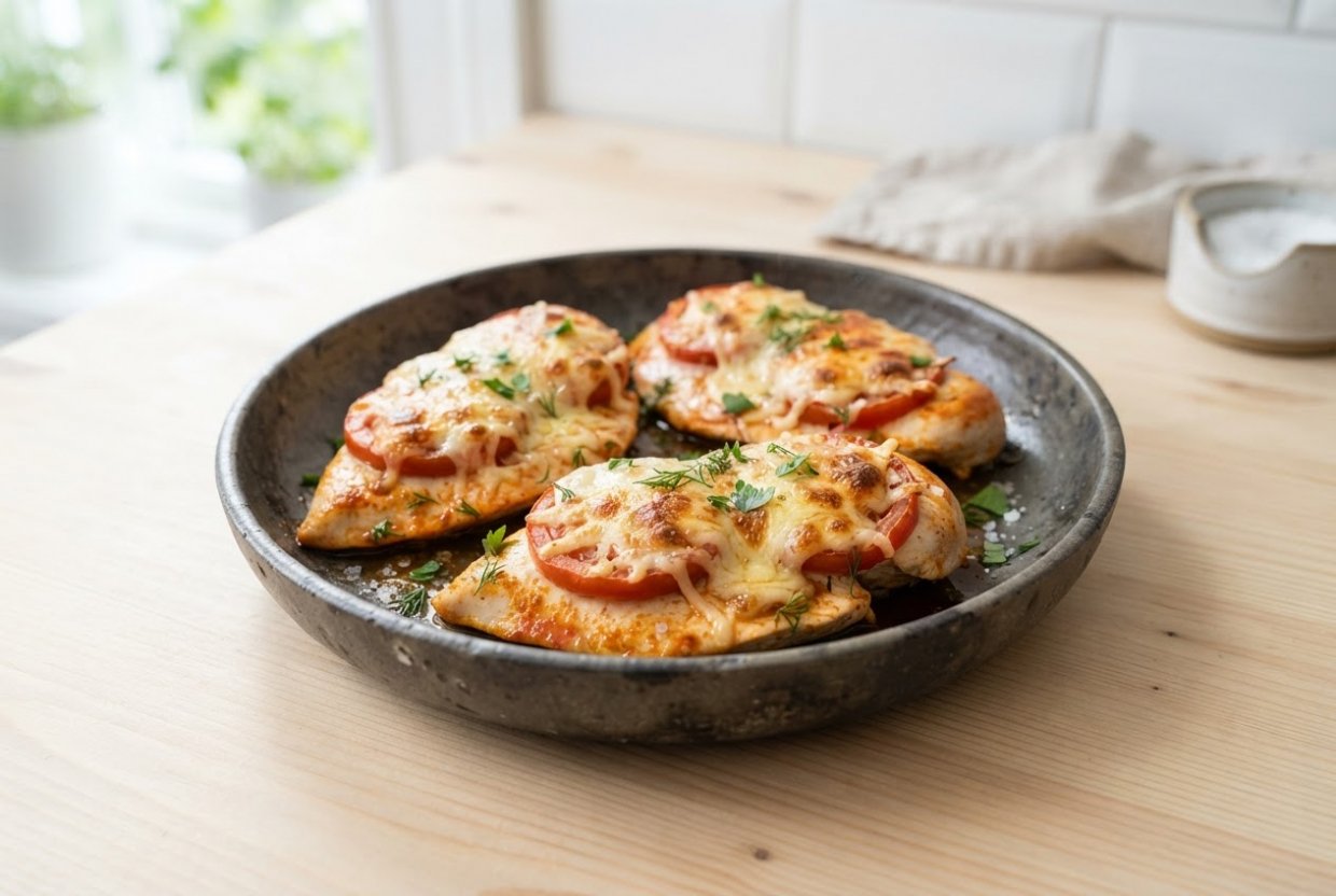 Отбивные из куриной грудки с помидорами и сыром в аэрогриле