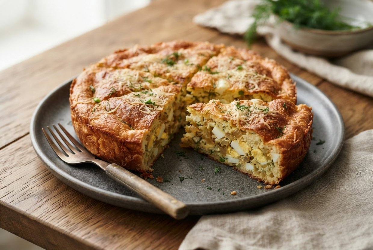 Пирог с луком и яйцом в аэрогриле