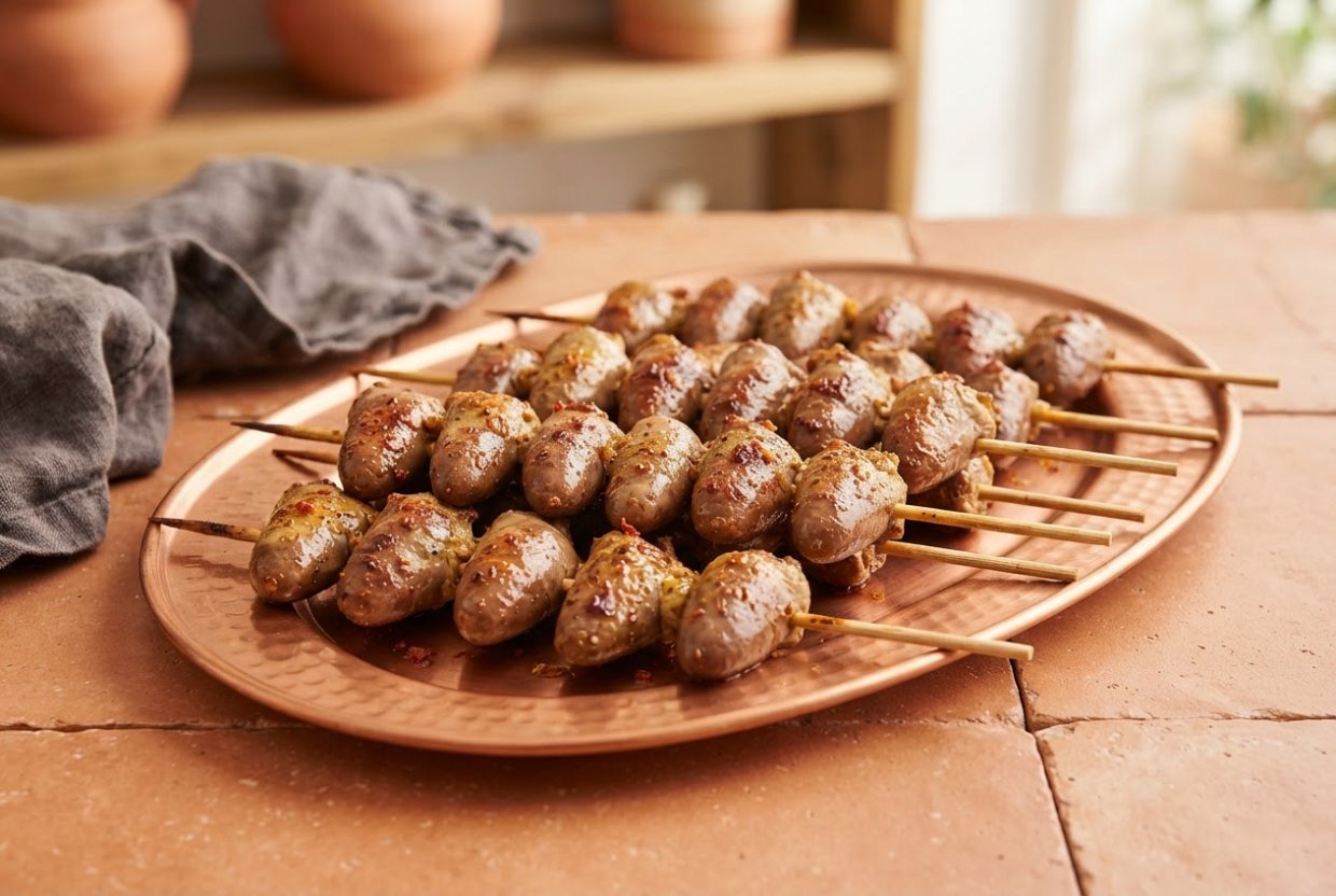 Шашлычки из куриных сердечек в аэрогриле