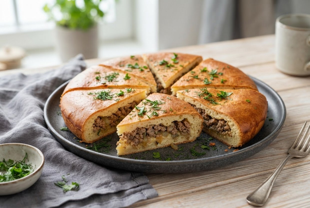 Заливной пирог с мясом в аэрогриле