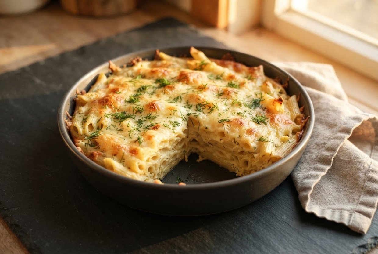 Запеканка из макарон с сыром и яйцом в аэрогриле