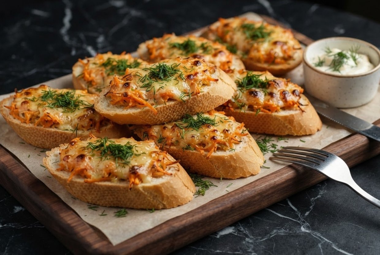 Бутерброды с морковью, чесноком и сыром